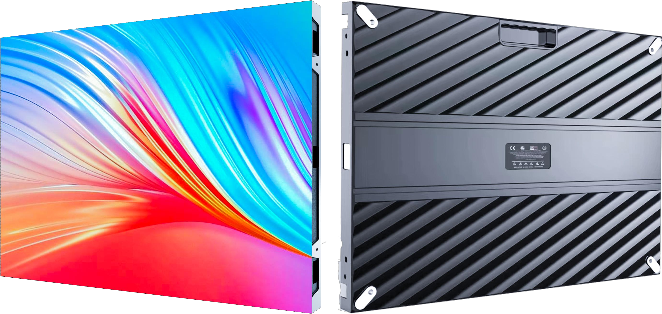 Fine-pitch indoor LED cabinet with colorful front display and rear panel