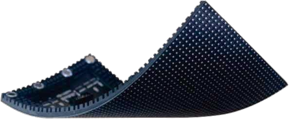 Flexible LED module shown bending into a curved shape
