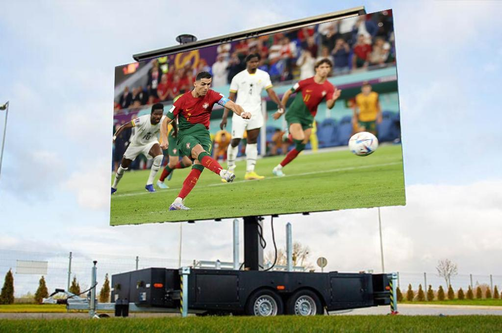 Example of a large LED screen mounted on a mobile trailer